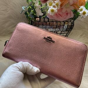 Coach Metallic Pink Leather Wallet